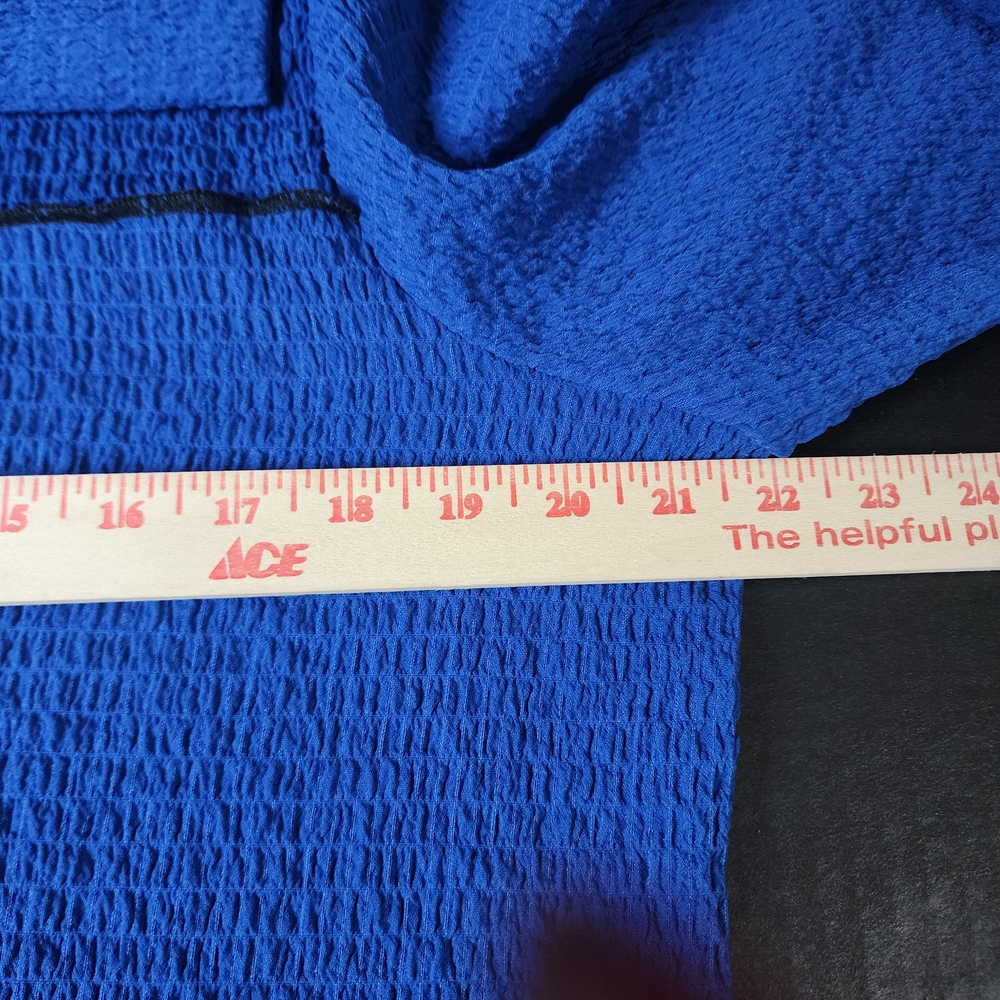 Blue Textured Button-Front Blazer Jacket - image 6